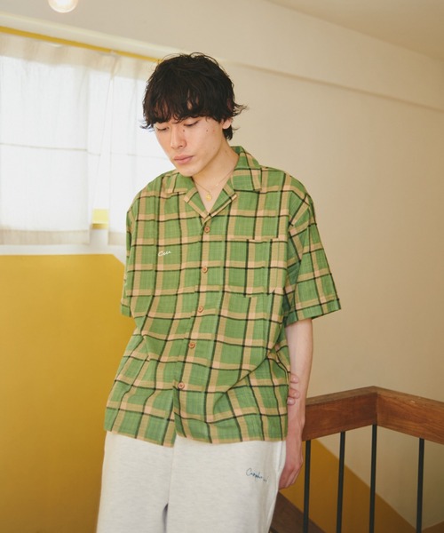 CAMPHOR WOOD(カンファーウッド)の「nuance check box h/s shirt / ニュアンスチェックボックスシャツ(シャツ/ブラウス・メンズ・オレンジ/グリーン・LARGE/MEDIUM)」の2枚目の写真