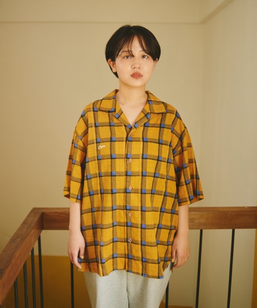 CAMPHOR WOOD(カンファーウッド)の「nuance check box h/s shirt / ニュアンスチェックボックスシャツ(シャツ/ブラウス・メンズ・オレンジ/グリーン・LARGE/MEDIUM)」の9枚目の写真