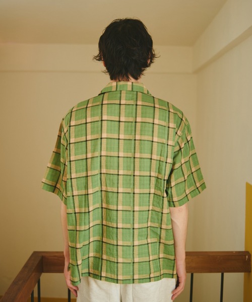 CAMPHOR WOOD(カンファーウッド)の「nuance check box h/s shirt / ニュアンスチェックボックスシャツ(シャツ/ブラウス・メンズ・オレンジ/グリーン・LARGE/MEDIUM)」の5枚目の写真