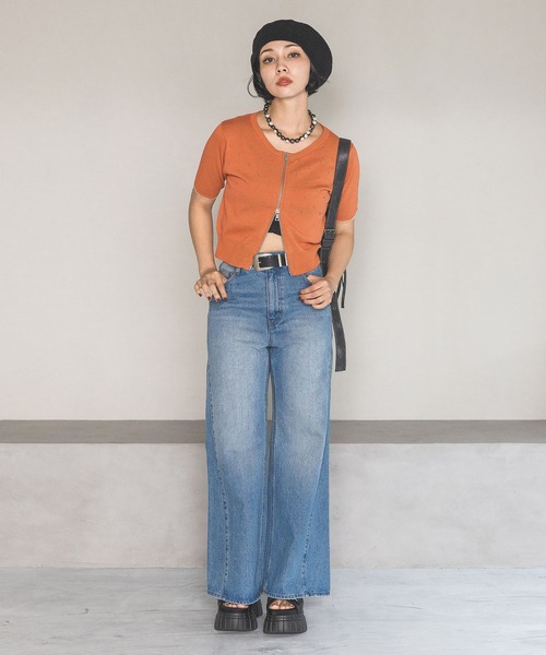 PAGEBOY（ページボーイ）の「メタルピンZIPトップス（ニット/セーター・レディース・オフホワイト/ブラック/チェリーレッド・FREE）」の20枚目の写真