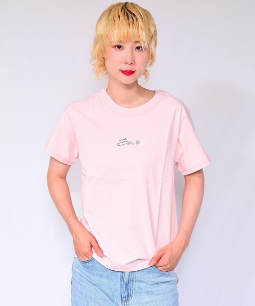 Alite cloth（アリーテクロス）の「箔プリントロゴTシャツ　Bye（Tシャツ/カットソー・レディース・ブラック/ホワイト/ベージュ/グレー/ピンク/オレンジ/ブルー/グリーン・FREE）」の7枚目の写真