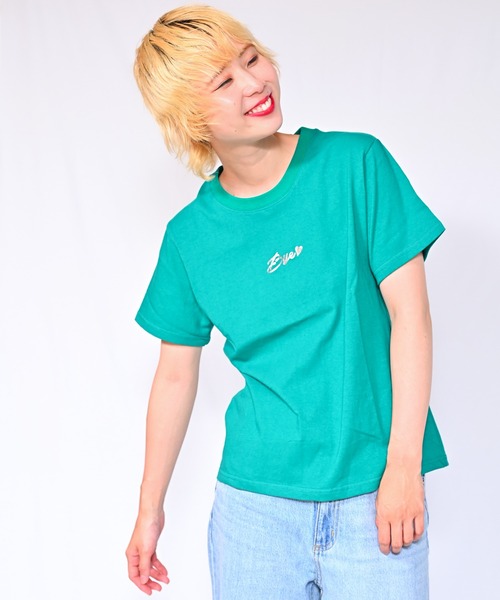 Alite cloth（アリーテクロス）の「箔プリントロゴTシャツ　Bye（Tシャツ/カットソー・レディース・ブラック/ホワイト/ベージュ/グレー/ピンク/オレンジ/ブルー/グリーン・FREE）」の5枚目の写真
