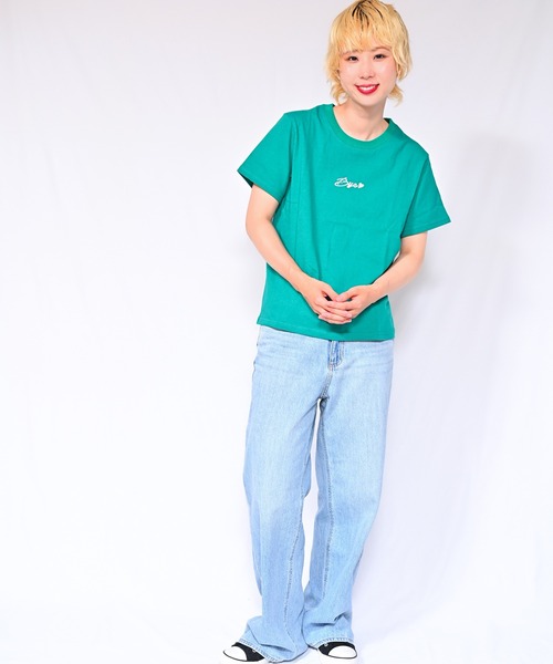Alite cloth（アリーテクロス）の「箔プリントロゴTシャツ　Bye（Tシャツ/カットソー・レディース・ブラック/ホワイト/ベージュ/グレー/ピンク/オレンジ/ブルー/グリーン・FREE）」の18枚目の写真
