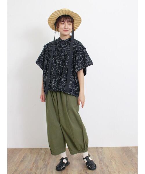 Samansa Mos2(サマンサ モスモス)の「【Lサイズ WEB限定】綿麻ハーフギャザーバルーンパンツ(その他パンツ・レディース・オフホワイト/チャコールグレー/カーキ/ブラック/グレー・M/L)」の8枚目の写真