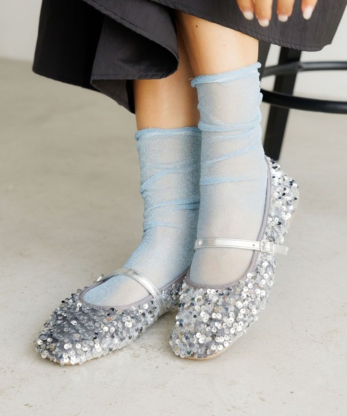 BAYFLOW(ベイフロー)の「フレフィットスパンメリージェーン(バレエシューズ・レディース・ブラック/シルバー・MEDIUM/LARGE)」の1枚目の写真