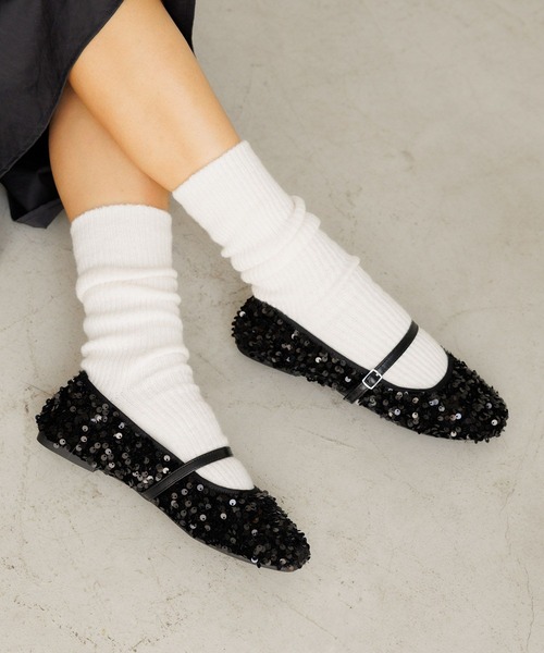 BAYFLOW(ベイフロー)の「フレフィットスパンメリージェーン(バレエシューズ・レディース・ブラック/シルバー・MEDIUM/LARGE)」の2枚目の写真