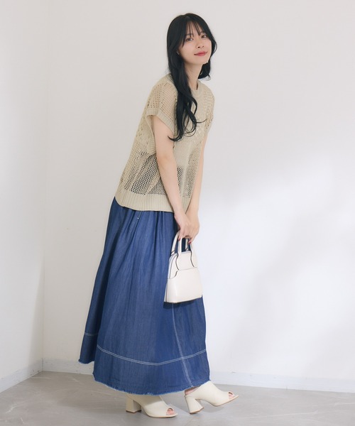 KATHARINE ROSS（キャサリンロス）の「【KATHARINE ROSS】2WAY透かし柄ニット（Tシャツ/カットソー・レディース・ライトグレー/ブラック・MEDIUM）」の8枚目の写真