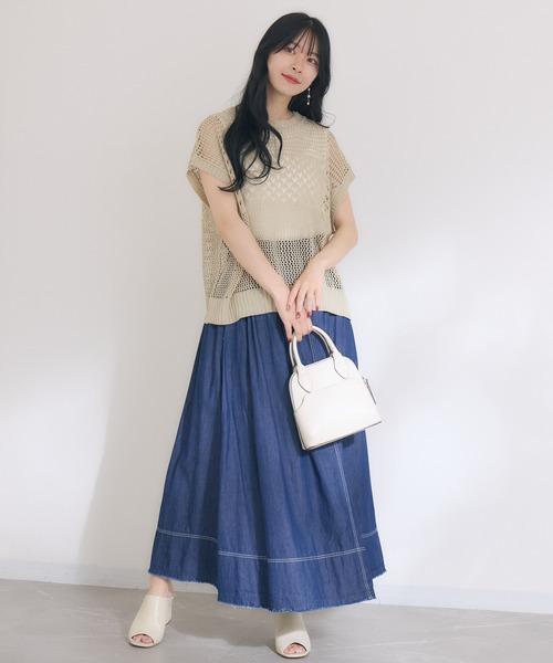 KATHARINE ROSS（キャサリンロス）の「【KATHARINE ROSS】2WAY透かし柄ニット（Tシャツ/カットソー・レディース・ライトグレー/ブラック・MEDIUM）」の9枚目の写真