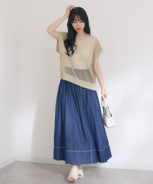 KATHARINE ROSS（キャサリンロス）の「【KATHARINE ROSS】2WAY透かし柄ニット（Tシャツ/カットソー・レディース・ライトグレー/ブラック・MEDIUM）」の10枚目の写真