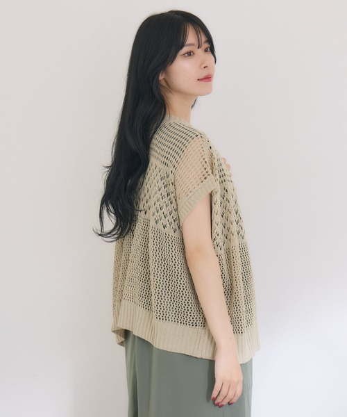 KATHARINE ROSS（キャサリンロス）の「【KATHARINE ROSS】2WAY透かし柄ニット（Tシャツ/カットソー・レディース・ライトグレー/ブラック・MEDIUM）」の19枚目の写真