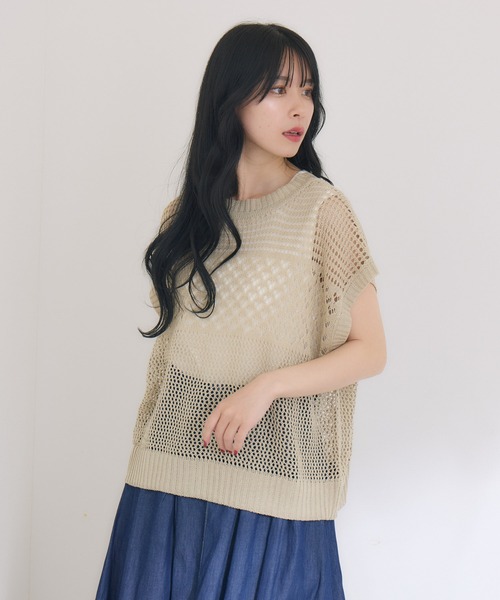 KATHARINE ROSS（キャサリンロス）の「【KATHARINE ROSS】2WAY透かし柄ニット（Tシャツ/カットソー・レディース・ライトグレー/ブラック・MEDIUM）」の12枚目の写真