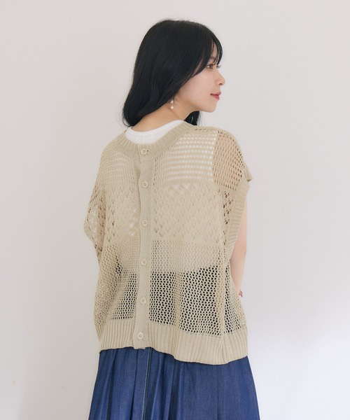 KATHARINE ROSS（キャサリンロス）の「【KATHARINE ROSS】2WAY透かし柄ニット（Tシャツ/カットソー・レディース・ライトグレー/ブラック・MEDIUM）」の13枚目の写真