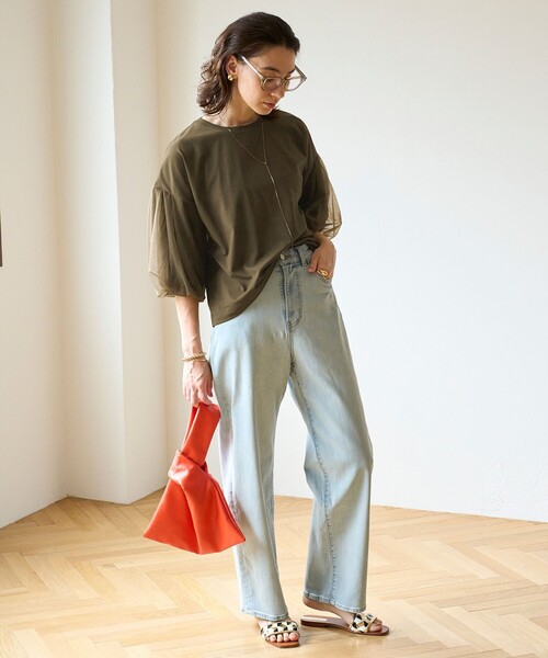 UNFILO（アンフィーロ）の「チュール レイヤード Tシャツ（Tシャツ/カットソー・レディース・ブラック系/ベージュ系/カーキ系・SMALL/MEDIUM）」の7枚目の写真