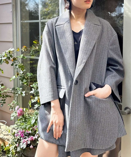 ウールライクへリンボンオーバーコート（その他アウター）｜FLUMOR（フラマー） 49,500円