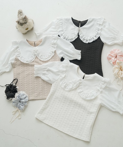 みゆっちママ　美品　ROSE BUD ドッキングフリルカットソー　半袖 ROSE BUD（ローズバッド）の「2WAYフリルドッキングカットソー