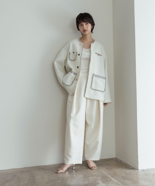 エイミーロウ ノーカラージャケット Eimee Law（エイミーロウ）の「ツィードミックスボタン