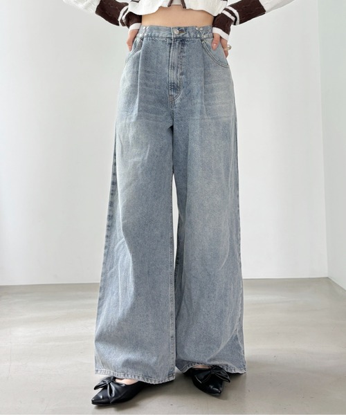 Heather（ヘザー）の「ハイウエストホックデニムパンツ　143075（デニムパンツ・レディース・ブラック/ブルー・S/M）」の2枚目の写真