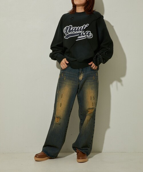 FREAK'S STORE(フリークスストア)の「NAUTICA/ノーティカ 退色デニムローライズパンツ(デニムパンツ・レディース・サックスブルー/ブラック・MEDIUM/SMALL)」の13枚目の写真