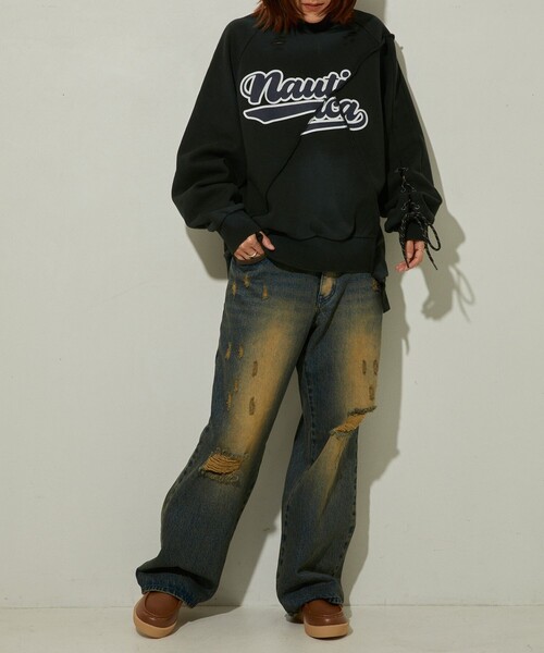 FREAK'S STORE(フリークスストア)の「NAUTICA/ノーティカ 退色デニムローライズパンツ(デニムパンツ・レディース・サックスブルー/ブラック・MEDIUM/SMALL)」の14枚目の写真