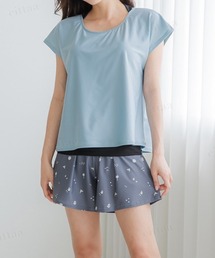 Dalfwin（ダールフィン）の「【２点セット】インナータンキニ付きTシャツ×インナーパンツ付きショートパンツ（水着・レディース）」