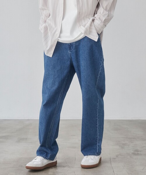 coen（コーエン）の「デニムワイドイージーパンツ（デニムパンツ・メンズ・ダークグレー/コバルトブルー/ネイビー・S/M/XL/L）」の3枚目の写真