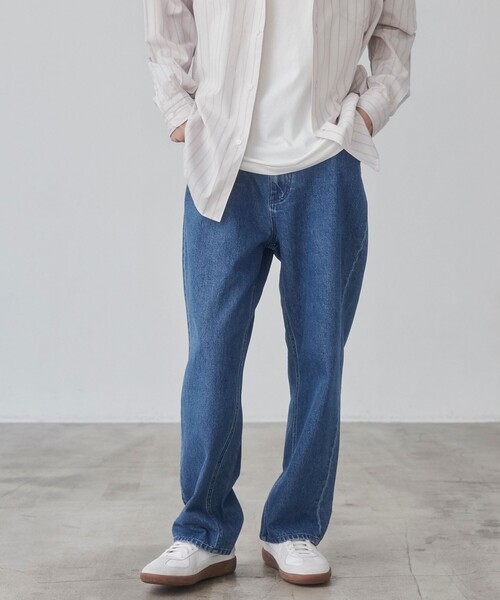 coen（コーエン）の「デニムワイドイージーパンツ（デニムパンツ・メンズ・ダークグレー/コバルトブルー/ネイビー・S/M/XL/L）」の5枚目の写真