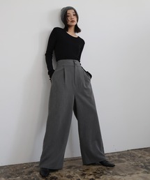 ウエスト折り返しタックワイドパンツ