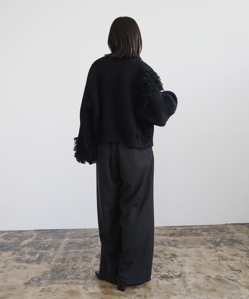 hellam（へラム）の「ウエスト折り返しタックワイドパンツ（スラックス・レディース・チャコール/アイボリー/ブラック/グレイッシュベージュ・FREE）」の9枚目の写真