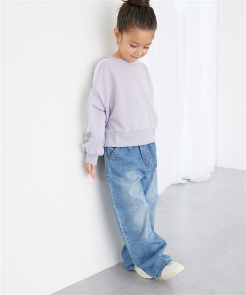 QUNTSTYLE（キュントスタイル）の「デニムワイドパンツ　<綿100%>（デニムパンツ・キッズ・ブルー系/ネイビー・100/110/130/140/150/160/120/170）」の6枚目の写真