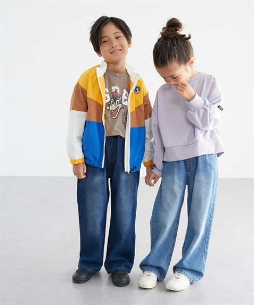 QUNTSTYLE（キュントスタイル）の「デニムワイドパンツ　<綿100%>（デニムパンツ・キッズ・ブルー系/ネイビー・100/110/130/140/150/160/120/170）」の9枚目の写真