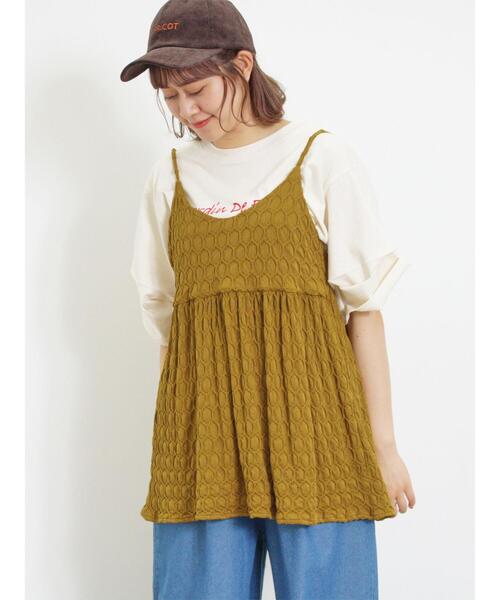 Samansa Mos2（サマンサ モスモス）の「カットジャカードキャミチュニック（Tシャツ/カットソー・レディース・マスタード/ブラック/オフホワイト・F）」の3枚目の写真