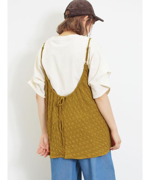 Samansa Mos2（サマンサ モスモス）の「カットジャカードキャミチュニック（Tシャツ/カットソー・レディース・マスタード/ブラック/オフホワイト・F）」の5枚目の写真