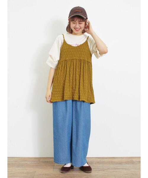 Samansa Mos2（サマンサ モスモス）の「カットジャカードキャミチュニック（Tシャツ/カットソー・レディース・マスタード/ブラック/オフホワイト・F）」の8枚目の写真