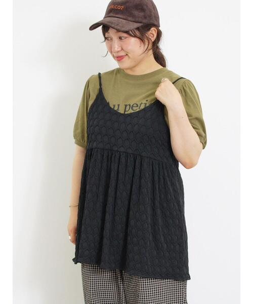 Samansa Mos2（サマンサ モスモス）の「カットジャカードキャミチュニック（Tシャツ/カットソー・レディース・マスタード/ブラック/オフホワイト・F）」の10枚目の写真