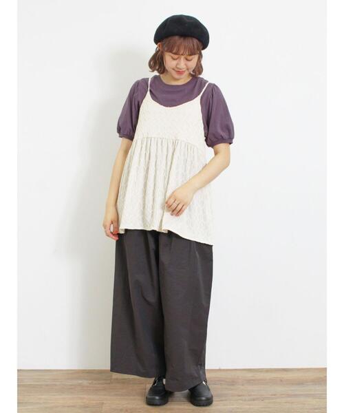 Samansa Mos2（サマンサ モスモス）の「カットジャカードキャミチュニック（Tシャツ/カットソー・レディース・マスタード/ブラック/オフホワイト・F）」の21枚目の写真