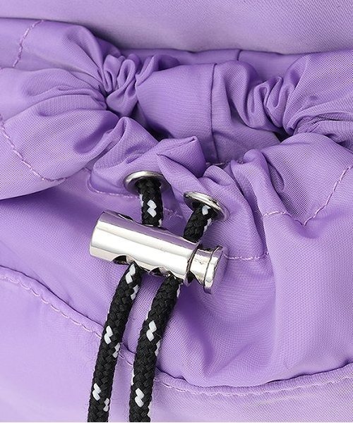 X-girl Stages（エックスガールステージス）の「ドロストポケットミニバックパック（バックパック/リュック・キッズ・ブラック/ラベンダー・FREE）」の14枚目の写真