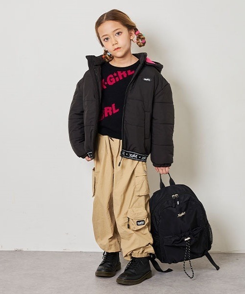 X-girl Stages（エックスガールステージス）の「ドロストポケットミニバックパック（バックパック/リュック・キッズ・ブラック/ラベンダー・FREE）」の3枚目の写真