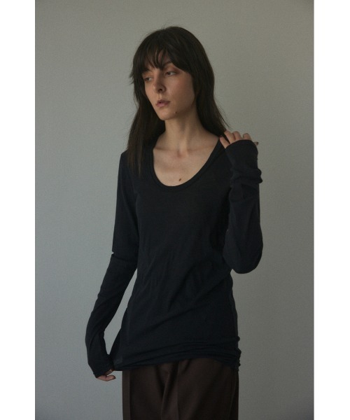 BLACK BY MOUSSY(ブラックバイマウジー)の「sheer tight long tops(シアータイトロングトップス)(Tシャツ/カットソー・レディース・ブラック/ピンク系その他/オフホワイト/グレー/オレンジ/ライトカーキ・FREE)」の12枚目の写真