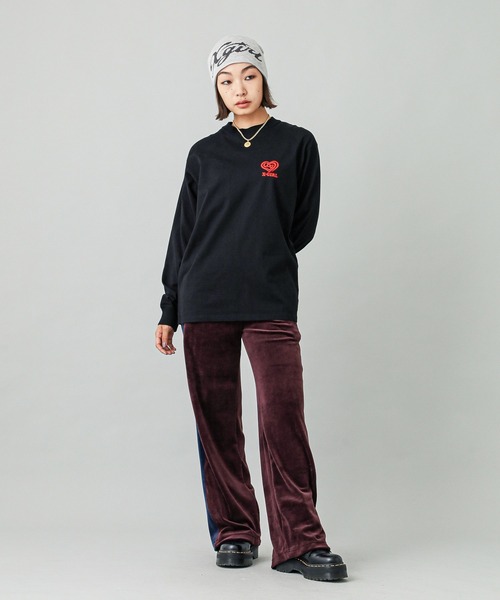 X-girl(エックスガール)の「SPIRAL HEART LOGO L/S TEE(Tシャツ/カットソー・レディース・ホワイト/ピンク/ブラック・S/M/L/XL)」の12枚目の写真