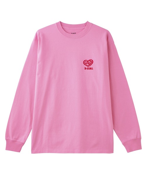 X-girl(エックスガール)の「SPIRAL HEART LOGO L/S TEE(Tシャツ/カットソー・レディース・ホワイト/ピンク/ブラック・S/M/L/XL)」の16枚目の写真