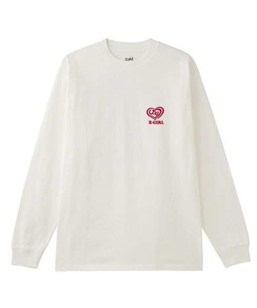 X-girl(エックスガール)の「SPIRAL HEART LOGO L/S TEE(Tシャツ/カットソー・レディース・ホワイト/ピンク/ブラック・S/M/L/XL)」の17枚目の写真