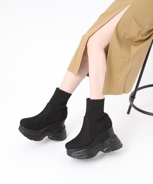 ESPERANZA（エスペランサ）の「スニーカーソールニットショートブーツ（ブーツ・レディース・ブラック/ブラック系8・LL/S/M/L）」の18枚目の写真