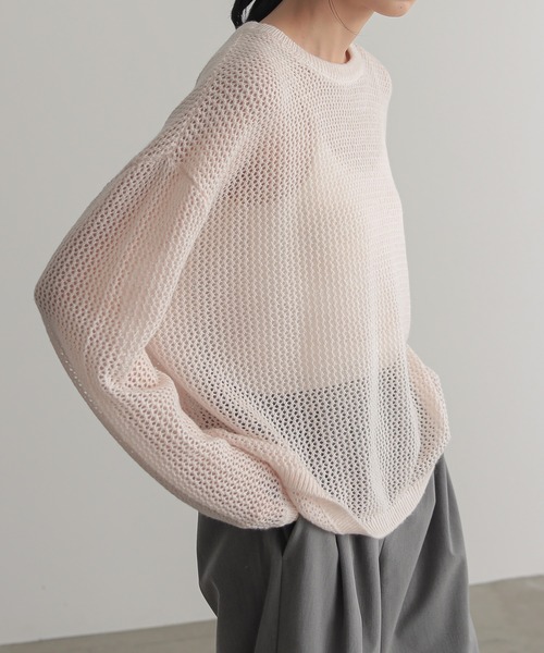 for/c(フォーシー)の「モヘアライクメッシュプルオーバー【サスティナブル】(ニット/セーター・レディース・ブラック/ピンク/グレー・M/L)」の1枚目の写真