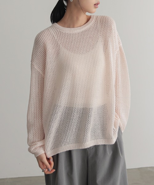 for/c(フォーシー)の「モヘアライクメッシュプルオーバー【サスティナブル】(ニット/セーター・レディース・ブラック/ピンク/グレー・M/L)」の5枚目の写真