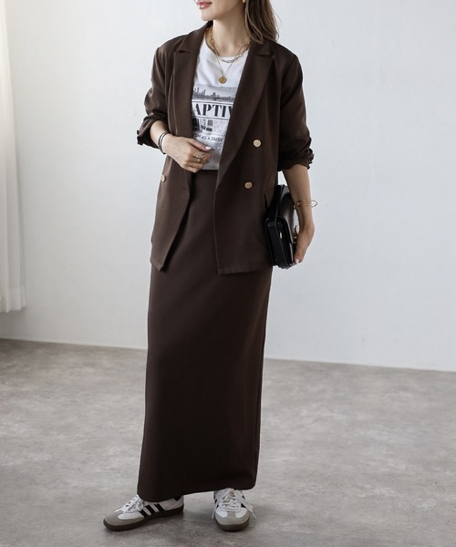 セール】[SET]ゴールド釦テーラードジャケット×バックスリットIライン