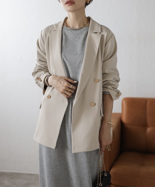 セール】[SET]ゴールド釦テーラードジャケット×バックスリットIライン