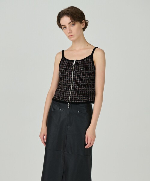 Diagram（ダイアグラム）の「ツイードニットキャミ（ニット/セーター・レディース・レッド/キナリ/ブラック・36）」の3枚目の写真