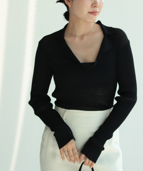 【2024AW】plage TAILOR COLLAR RIB プルオーバー WEB限定追加》TAILOR COLLAR RIB プルオーバー（ニット