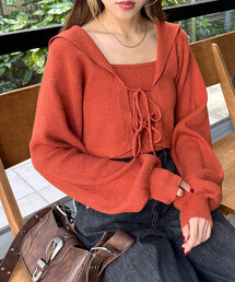 w closet | セーラーカラーニットカーデキャミSET(カーディガン/ボレロ)