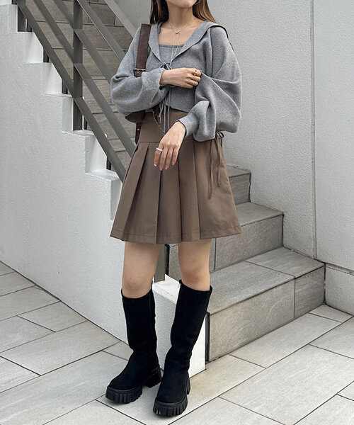 w closet(ダブルクローゼット)の「【2点セットアイテム/ラメ生地】セーラーカラーニットカーデキャミSET(カーディガン/ボレロ・レディース・オレンジ/オフホワイト/グレー/ブルー/ピンク・FREE)」の15枚目の写真